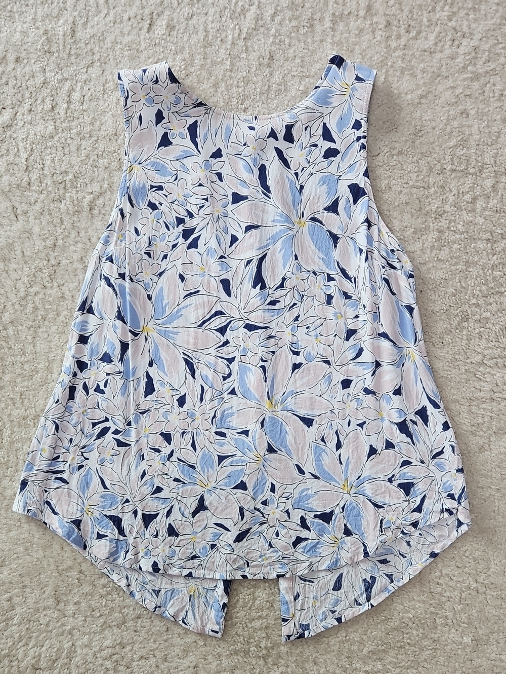Sleeveless Floral Print Women's Top in Light Blue